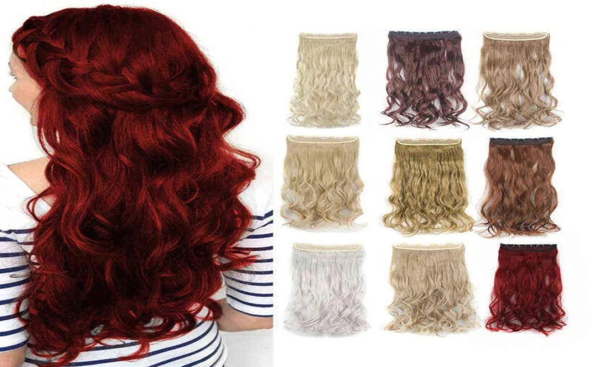 Lelinta 24Quot Curly 34 Full Head Sentetik Saç Uzantıları Klipsi Saç parçaları 5 klip 155g Şarap Kırmızı 2202082619831