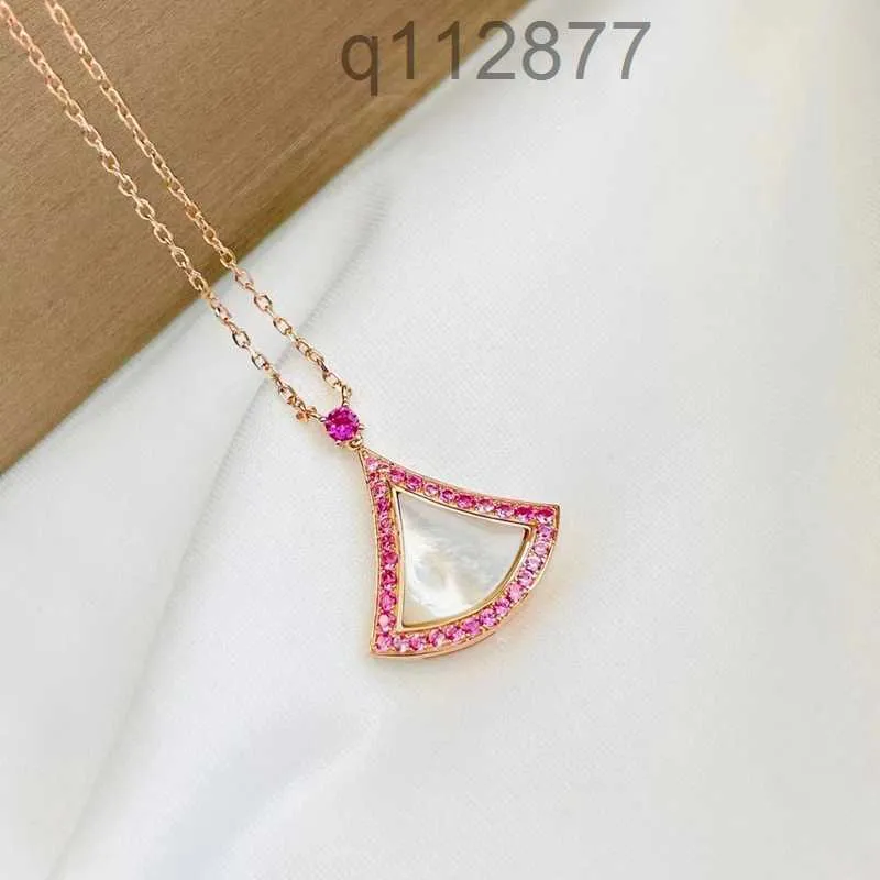 Piccola gonna a forma di ventaglio imitazione collana di argento catena clavicola da donna Diamante 925 Argento Placcato in oro rosa 18 carati Regalo di alta qualità