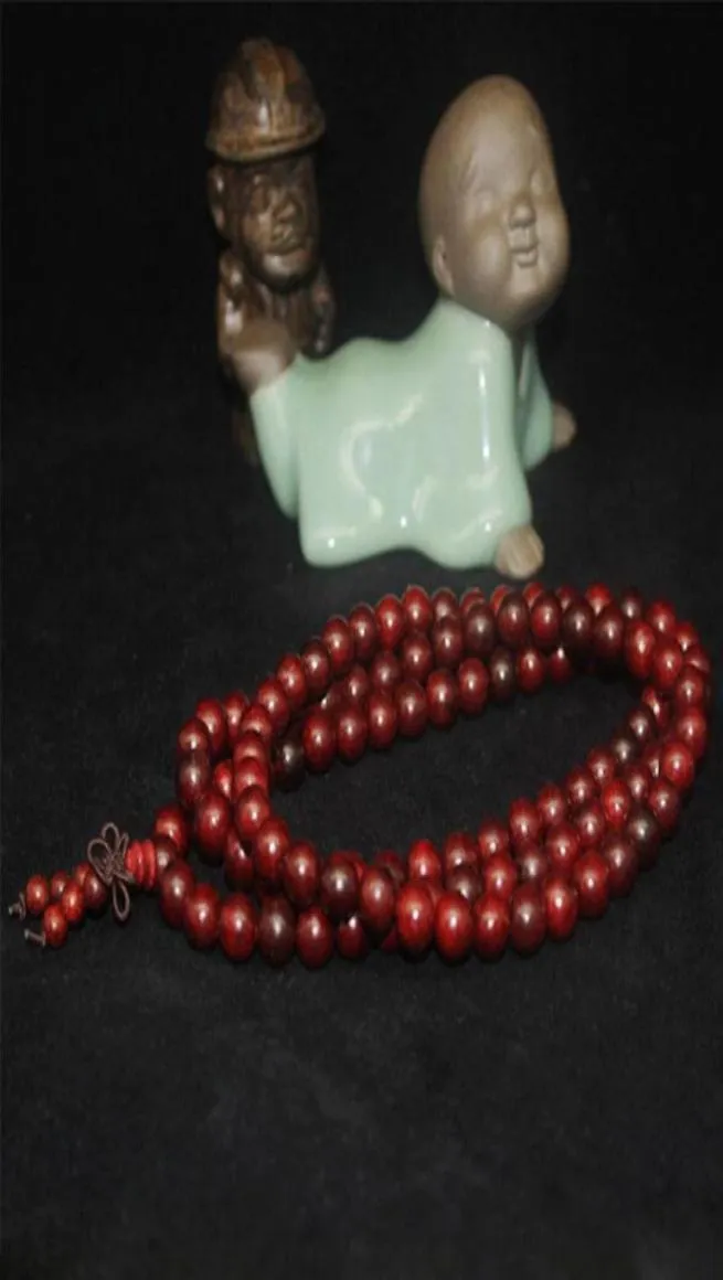 Fili di perline Braccialetti di perline di palissandro naturale del Siam 612MM 108 Mala Supporto di preghiera buddista o collana Gioielli unisex in legno rosso7367636