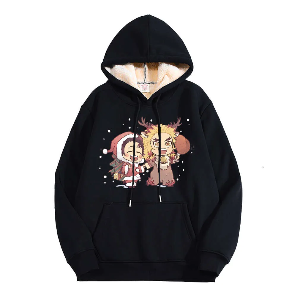 Sudaderas Navidad Anime Impresión Top Invierno Cálido Lana De Cordero Sudadera Con Capucha Ropa De Halloween Tanjirou Sudaderas