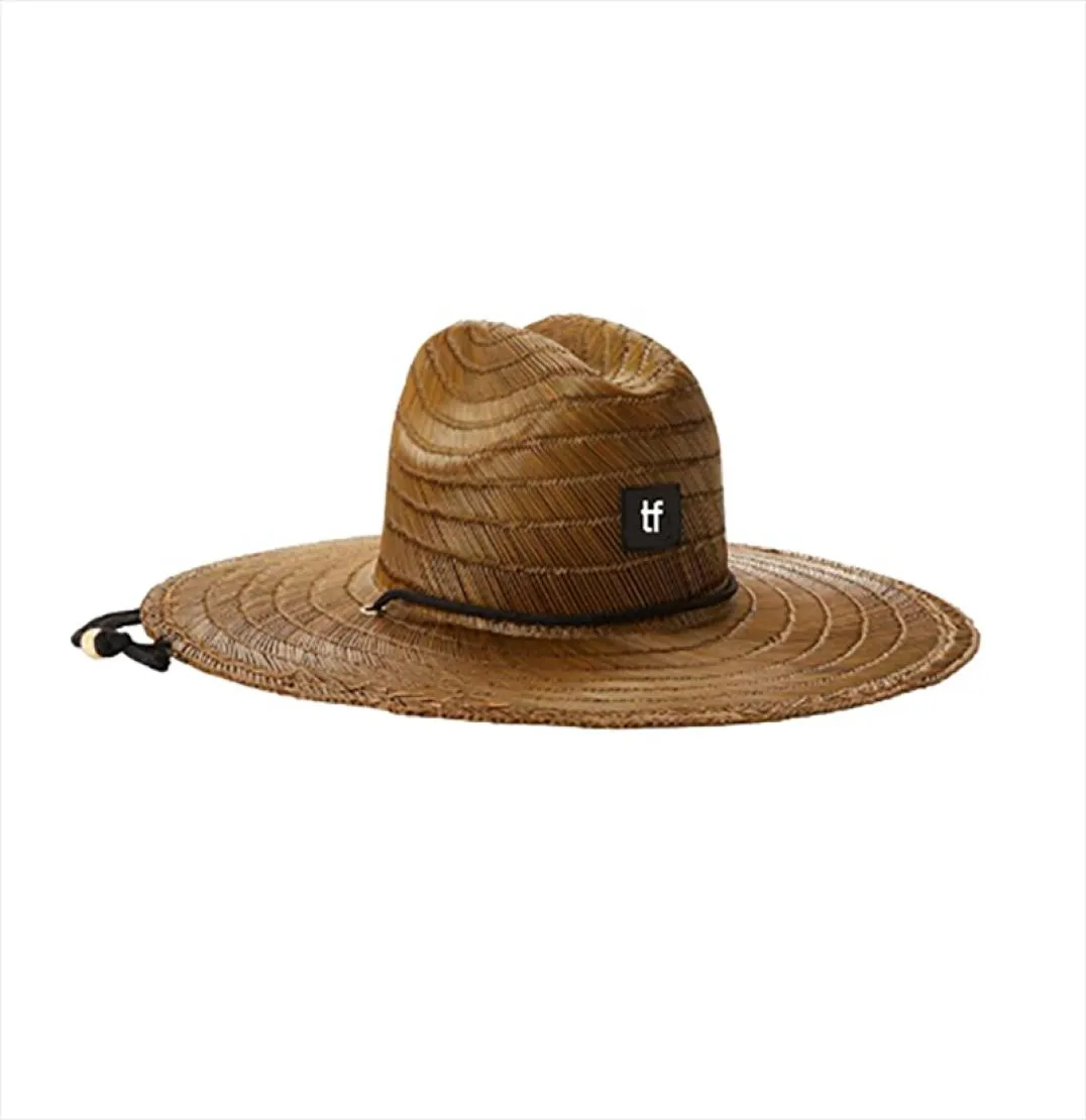 Męski Pierside słomy kapelusz lia chapeus palha niestandardowa logo farmacja brązowy ratownicy surf