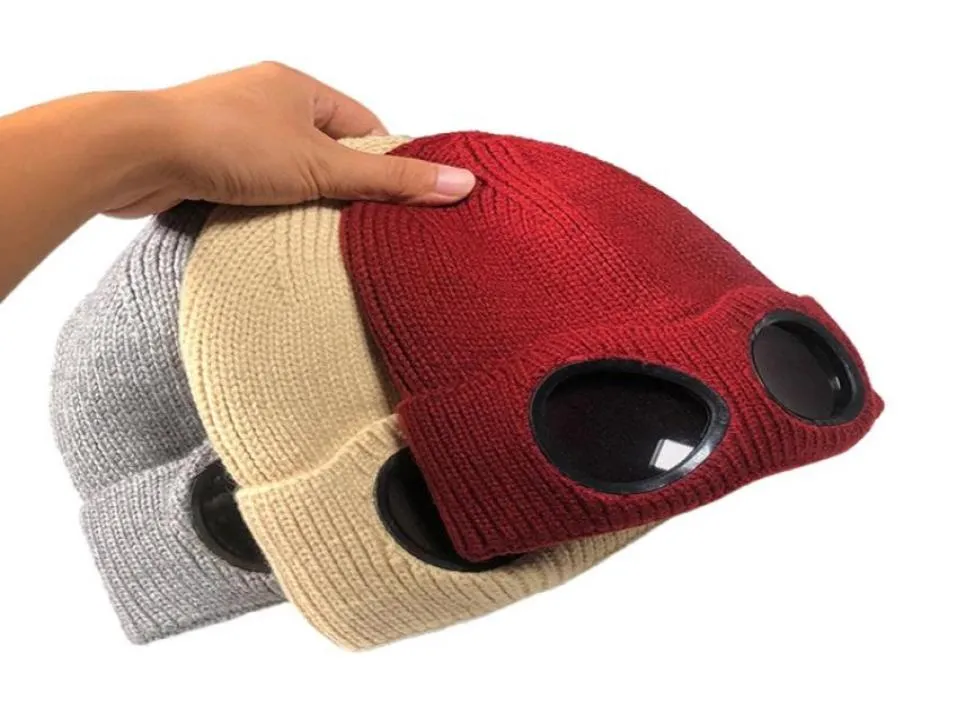 Gorros de invierno para hombre y mujer, gorro de punto grueso y cálido de doble uso, moda para deportes al aire libre, esquí, sombrero para adultos con gafas de sol MZ0145 2206293601725