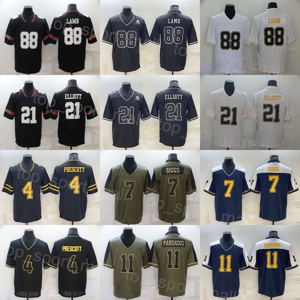 Man Football 7 Trevon Diggs Jersey 11 Micah Parsons 4 Dak Prescott 21 Ezekiel Elliott 88 Ceedee Lamb Thanksgiving Navy Blue White Team Vapor Untouchable Uniform.