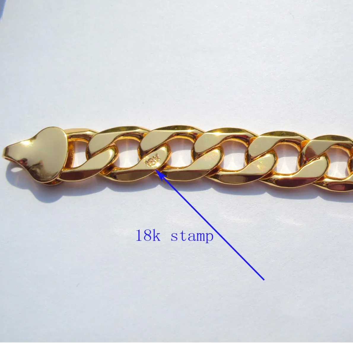 18 k massief goudGF AUTHENTIEKE AFWERKING 18 k gestempelde 10 mm fijne Curb Cubaanse schakelketting Men039s Made In 600 mm7049457