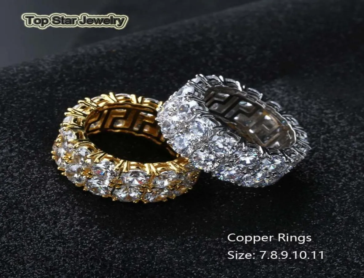 Nieuwe Stijl Echte Koperen Ringen Chiny 2 Rijen Zirconia Punk Vinger Accessoires Voor Mannen HipHop Trendsetter Rock Rapper Sieraden go5924411