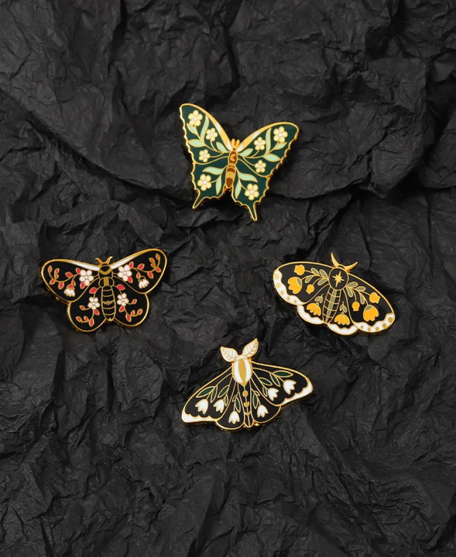 Kresion Kreatywne owady broszki zwierząt Zestaw 5pcs emalia farba odznaki Kolorowe alumnaty z motyla dżinsowa koszulka biżuteria