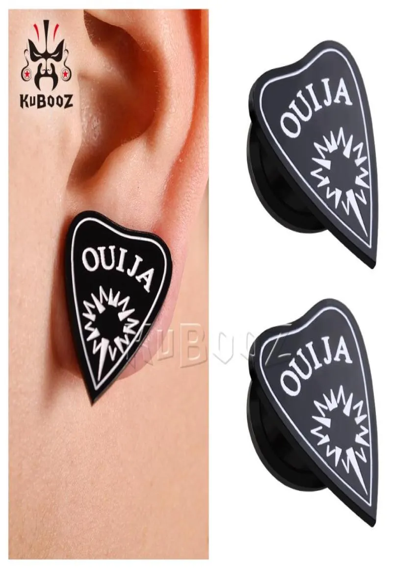 Kubooz Acrylic Ouija Divination Black Earnelsプラグボディジュエリーピアスイヤリングゲージストレッチャーエキスパン全体6mm T5092225