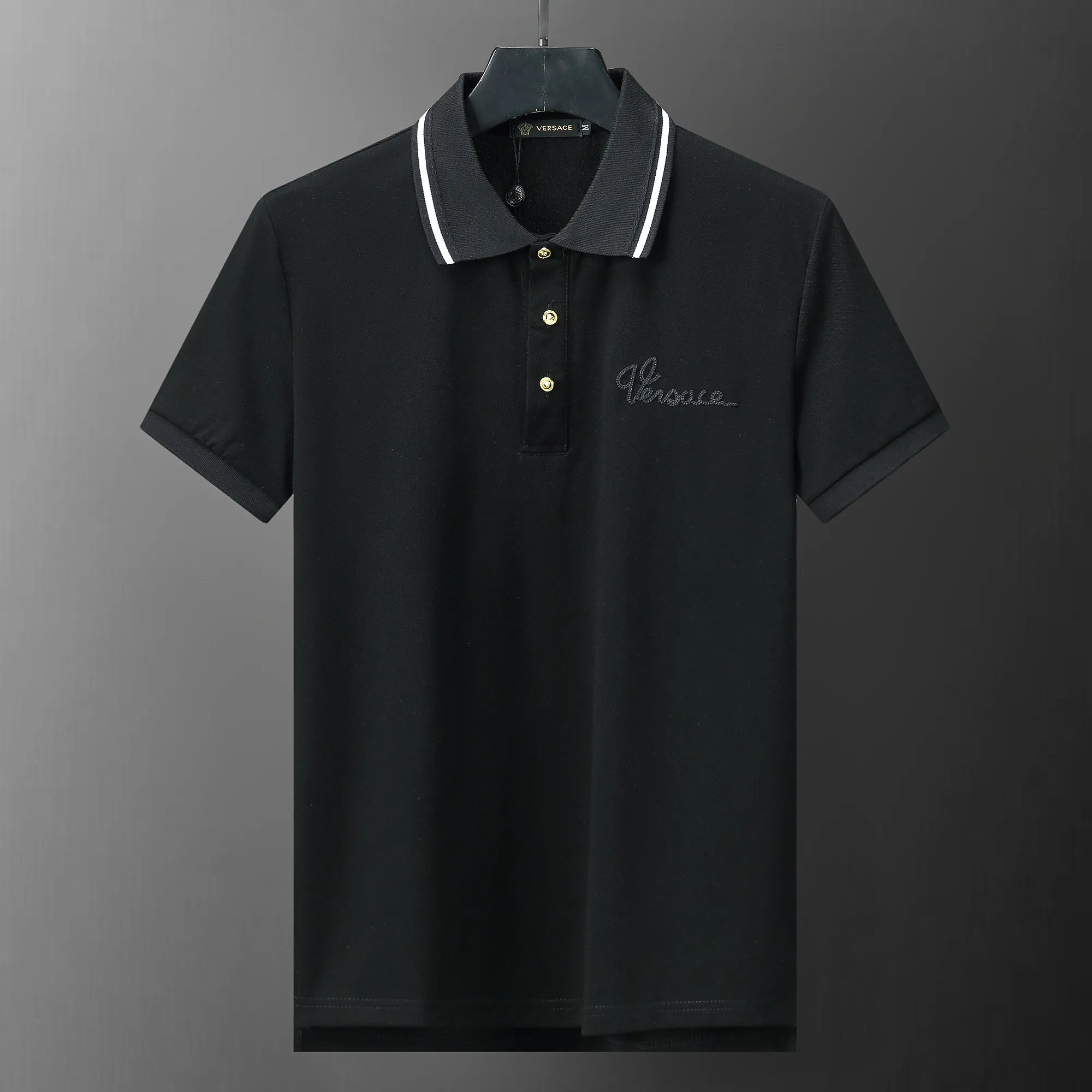 SS24 Summer v30031 Czarna nowa moda marka Mężczyzny Polo T-shirty krótkie dopasowanie Slim Casual Desinger Cotton US GORBAIZE M-3XL