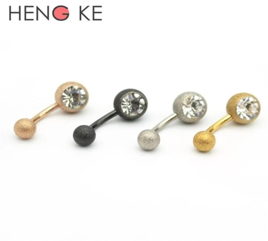 Crystal Clear Gem Belly Bar Frosted Vavel Rings Button Banana Curved Fashion Body 피어싱 보석 티타늄 도금 금 Rose1466802