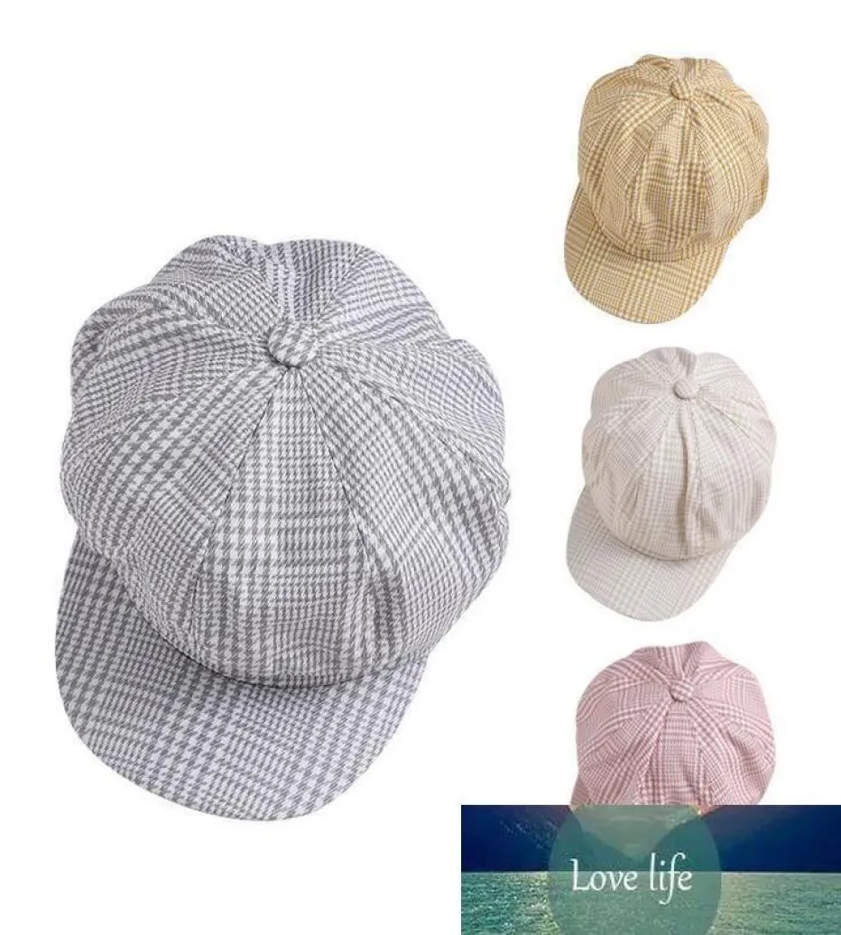 Mode béret femme plat automne hiver printemps chapeaux pour femmes casquette octogonale peintre chapeau Vintage angleterre artiste Plaid usine 4728929