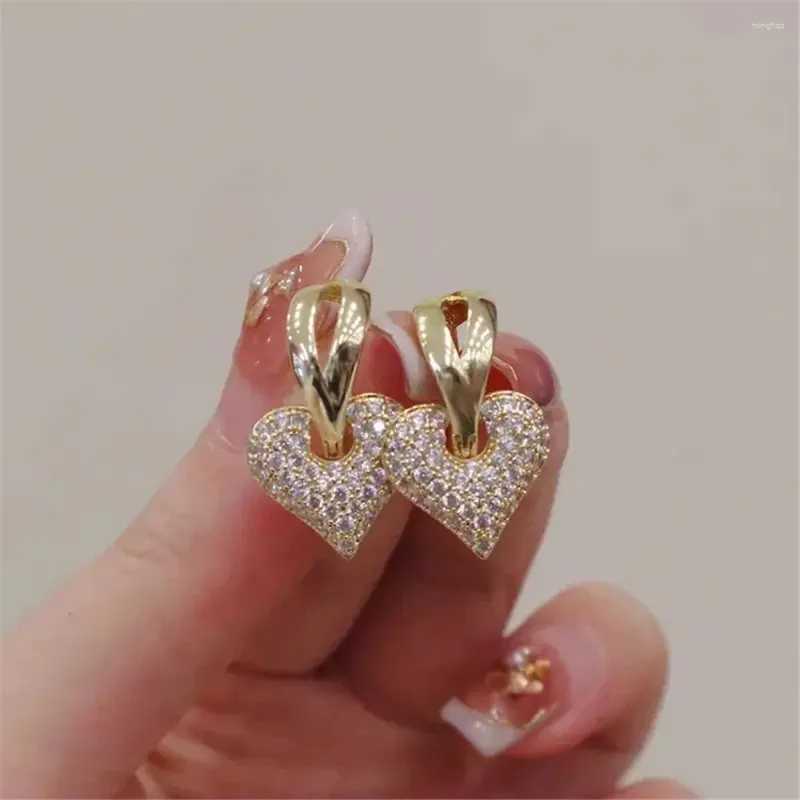 Серьги-кольца AIDE, медные для женщин и девушек, европейские и американские ретро-классические минималистичные серьги с цирконом в форме сердца, свадебные серьги с пряжкой для ушей