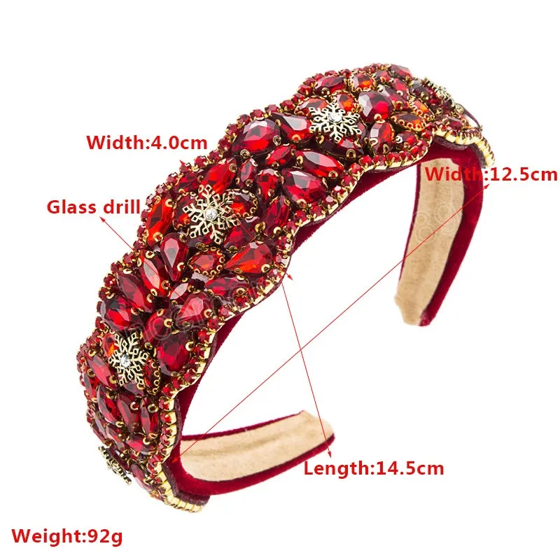 New Vintage Gorgeous Colored Glass Diamond Snowflake Women Personalized Super Flash Head Hoop Headband Headwear