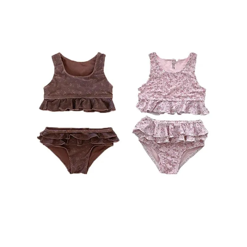 Set Baby-Bikini-Anzug, niedlicher, geblümter, gerüschter Kinder-Badeanzug, Mädchen-Bademode, 2-teilig, Bademode, Hot-Beachwear-Hot-Spring-Anzug