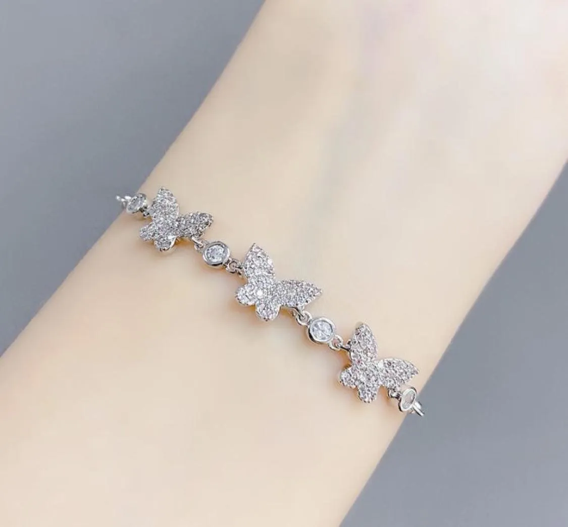 Coreia novo microset brilhante zircão borboleta pulseira jóias nicho design luxo 18k banhado a ouro pulseira para mulheres93656548759402