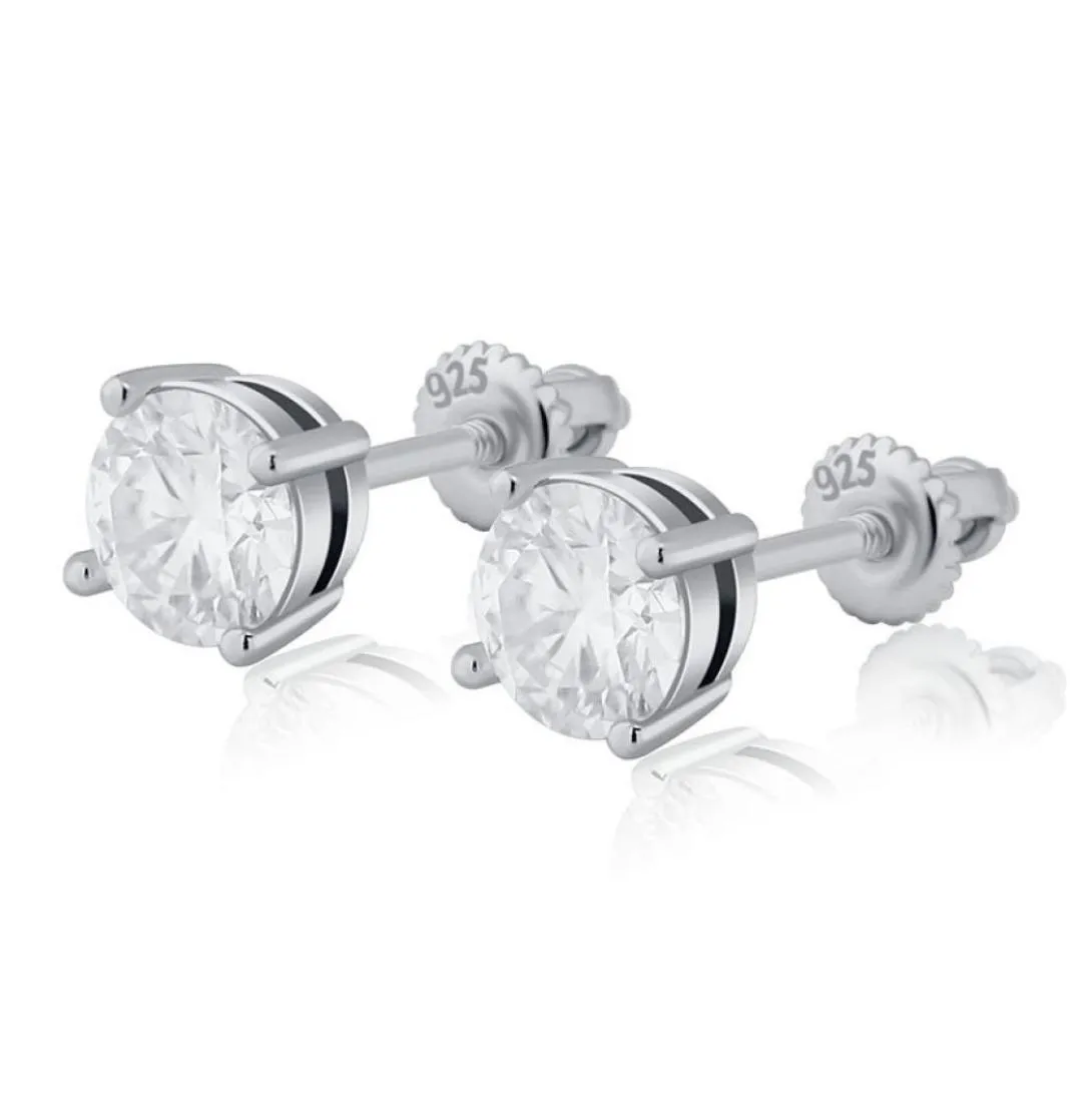 Boucles d'oreilles rondes en argent Sterling 925, pierre Moissanite scintillante, 3mm4mm5mm, pour hommes et femmes, joli cadeau 5242453