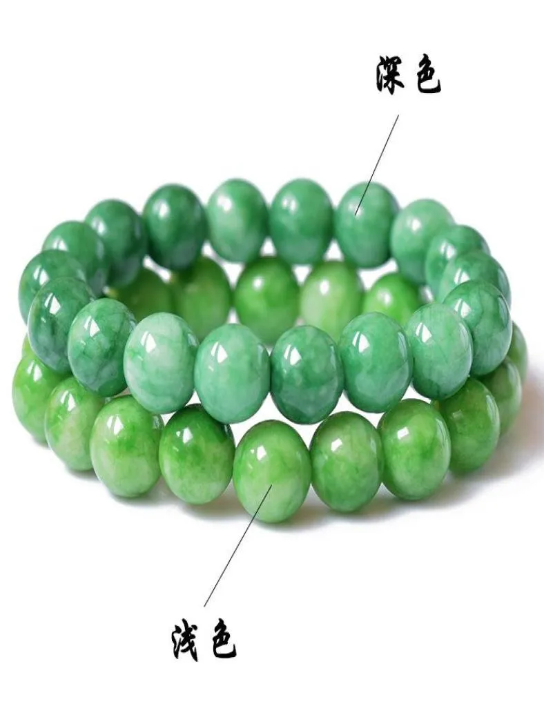 Grad A Natural Cold Jade Beads ArmeletsFind Gemstone Pärledsmycken Bangle For Women Man Drop Fine Green Chalcedon Gift Factor3328551