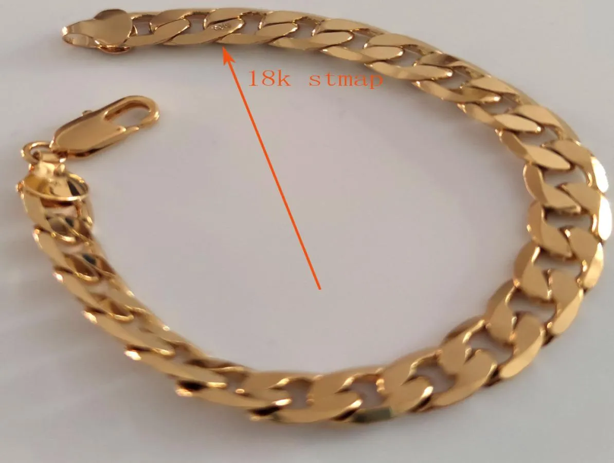 18ct Yellow Gold GF Heavy Miami Curb Cuban Link Chain Mens Bracelet Solid Genuine Chunky Jewellery 21cm9653820