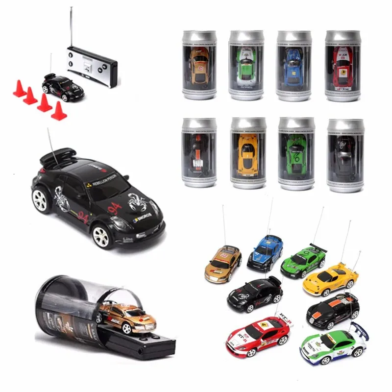 8 färger Coke Can Mini RC Car Vehicle Radio Remote Control Micro Racing Car 4 Frekvenser för barn presenterar gåvor 231226