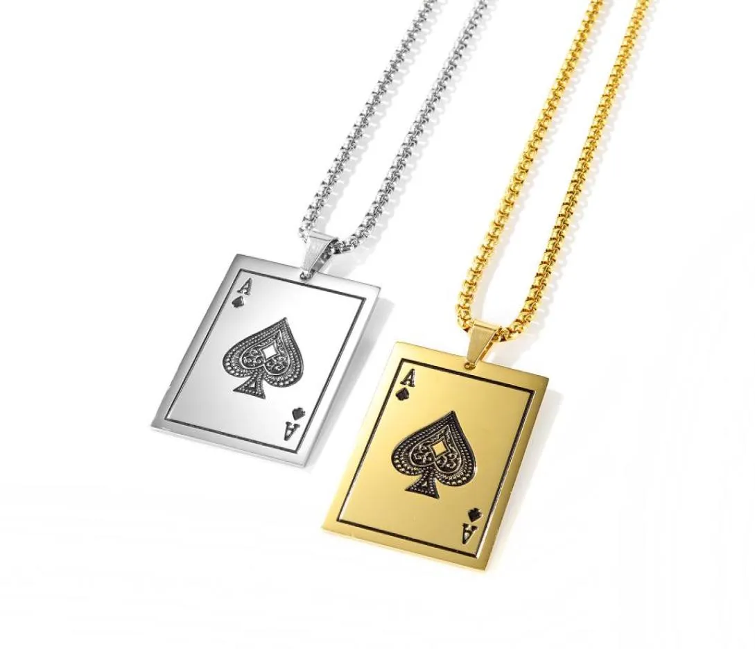 Men039s Schmuck Ace of Spades Halskette Spielkarten Anhänger Halskette aus Edelstahl4134670