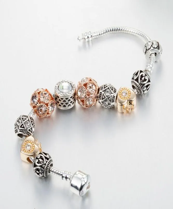 Vente en gros - Bracelet de perles de boule de cristal Bijoux de luxe de créateur plaqué argent avec boîte d'origine pour bracelet pendentif en perles de bricolage1702470