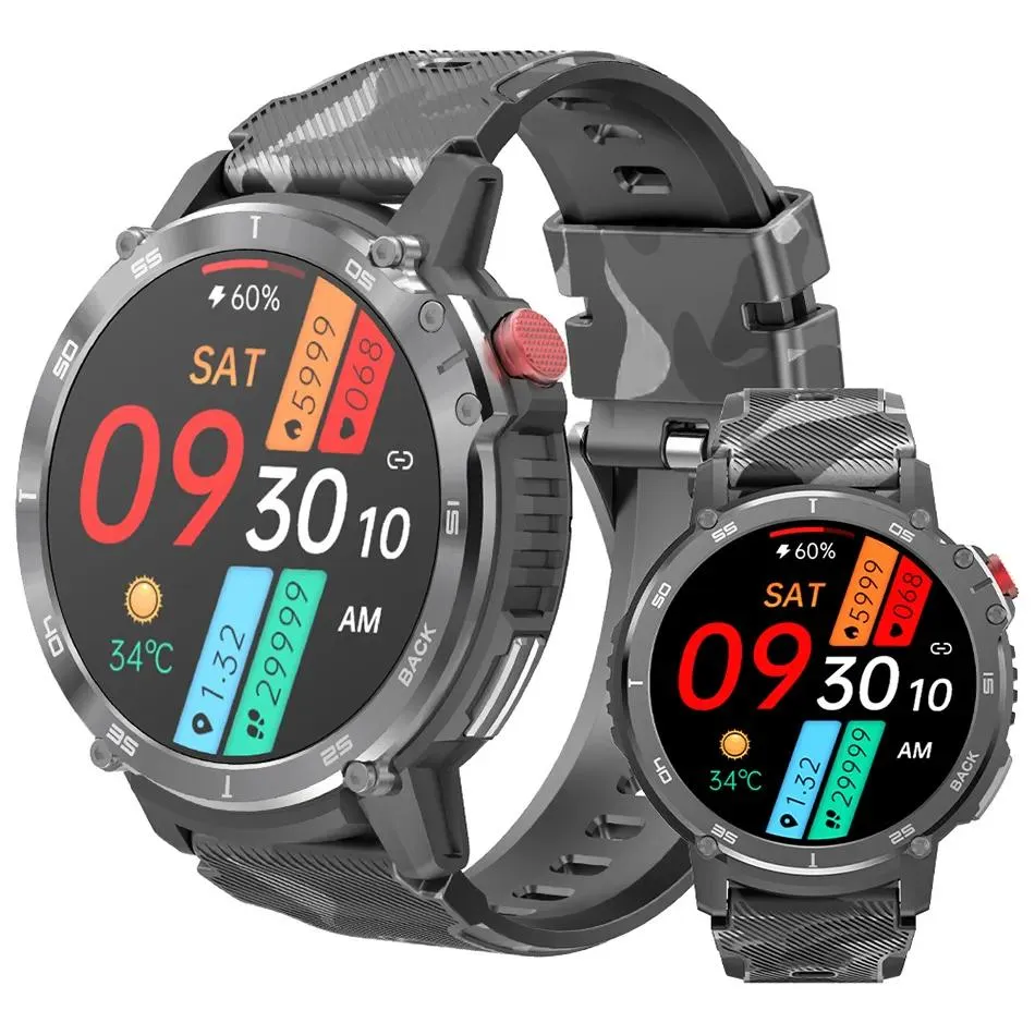 Montres C22 montre intelligente hommes Bluetooth appel 1.6 pouces écran HD 4G mémoire 400mAh fréquence cardiaque sain Sport Fitness Bracelet Smartwatch