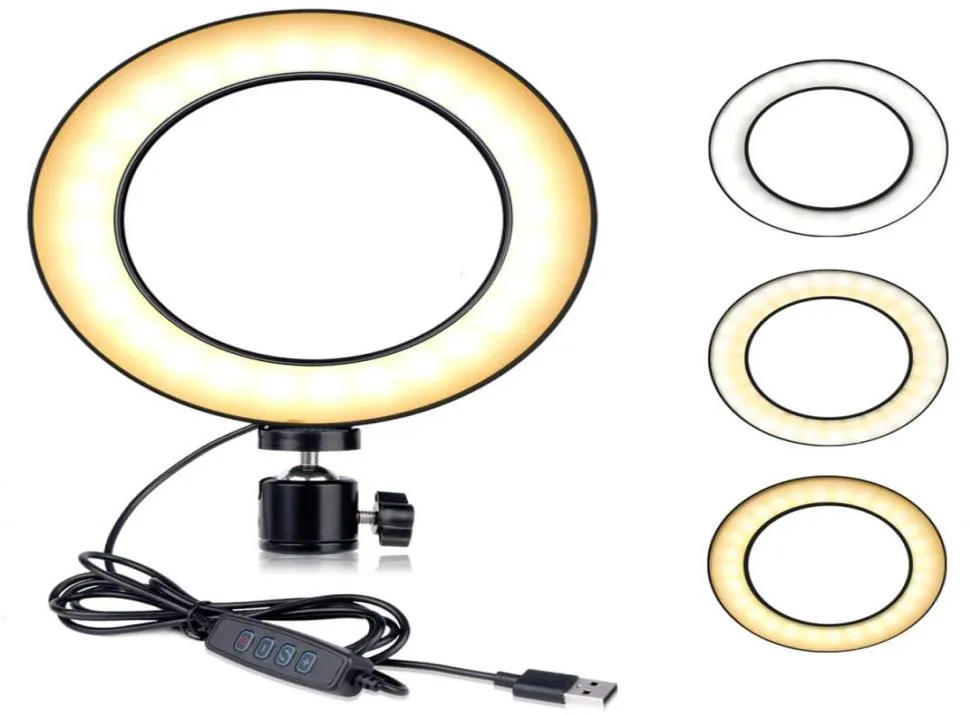 Pography LED Selfie Ring Light 1420cm Threespeed Stepless Lighting Dimmable Circle Light With Cradle Head For Makeup Video Li3287589