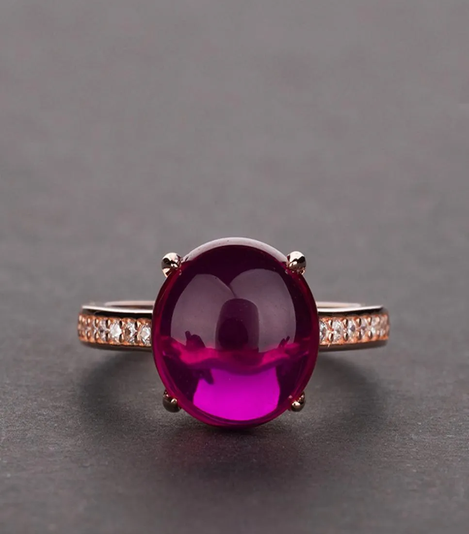 18K Rose Gold Ruby Pierścień 100 Oryginalne 925 Srebrny Srebrny zaręczyny Pierścienie dla kobiet Oświadczenie Party Jewelry9700319