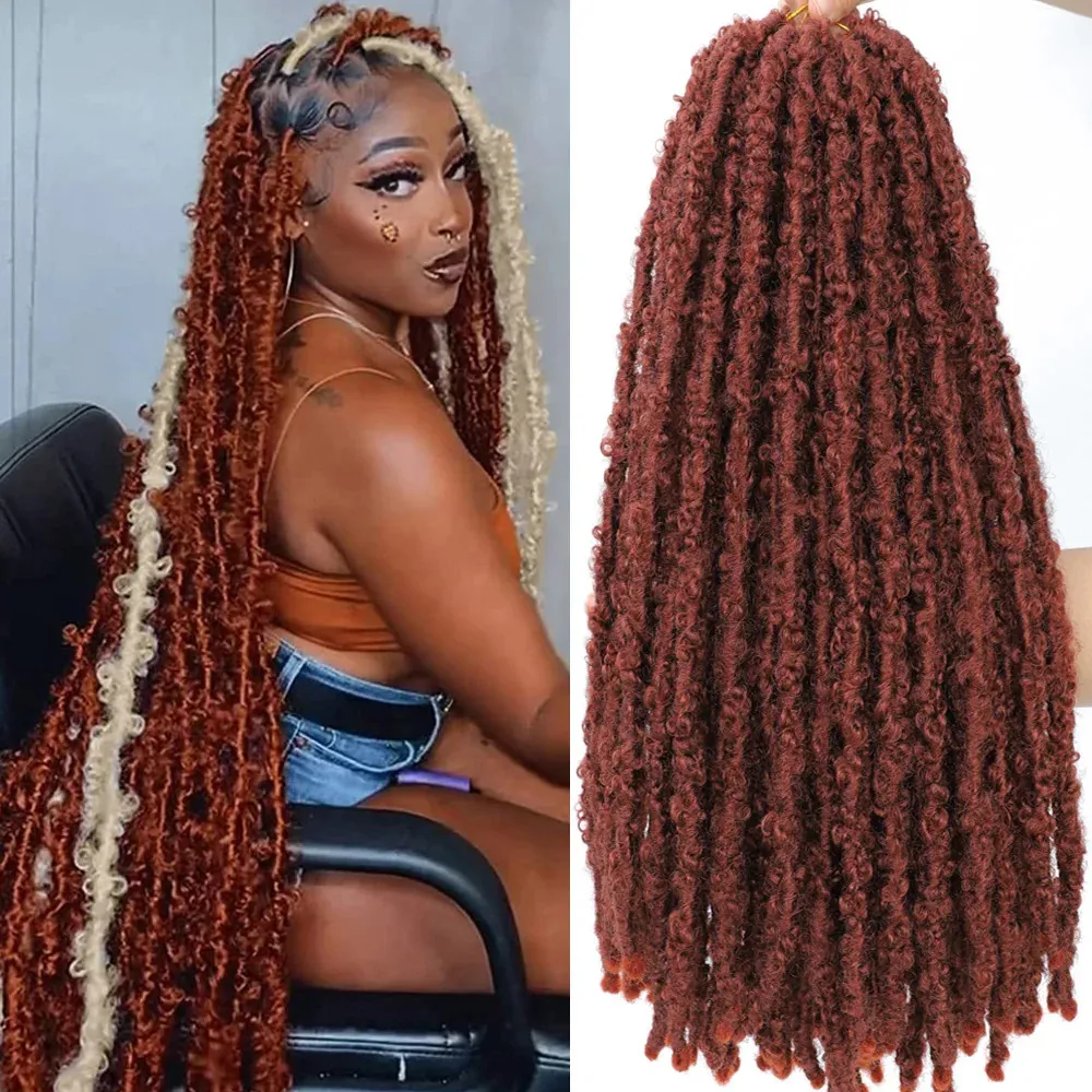 Borboleta faux locs crochê cabelo super longo pré-looped angustiado macio para mulheres negras tranças 231226