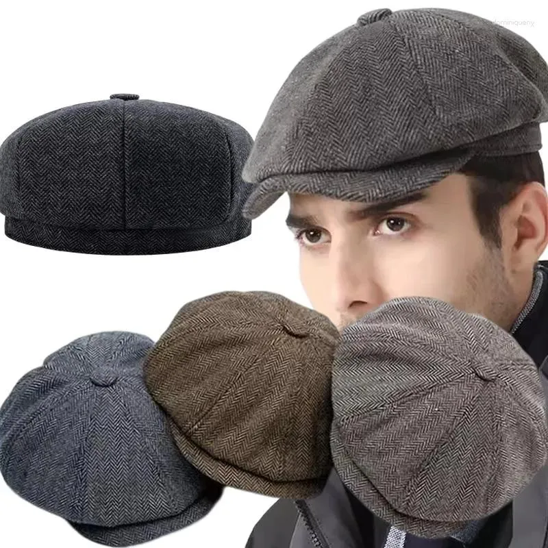 Boinas Boinas Boinas Lã SboyCashmere Boina de lã Caps Espinha de peixe Plana Gatsby Cap Lã Chapéus de Condução Chapéu Inspirado Vintage Pico de Inverno