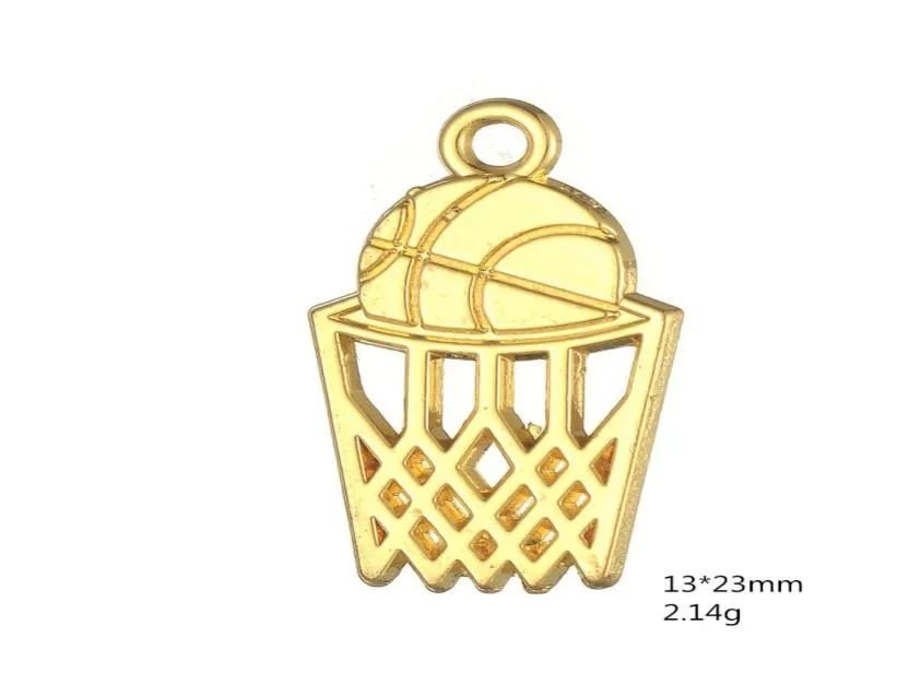 Breloques sportives flottantes de basket-ball et paniers, pendentifs plaqués argent couleur or pour la fabrication de bijoux, diy1613362, 2021