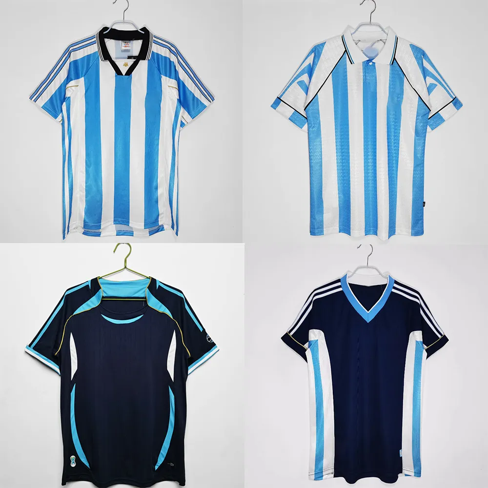 الأرجنتينا القميص الرجعية الرجعية Messis Vintage Jersey Soccer Jersey 2006 Football Maillot 1996 1997 Football Shirt بأكمام قصيرة 1998 1999 تي شيرت كلاسيكي