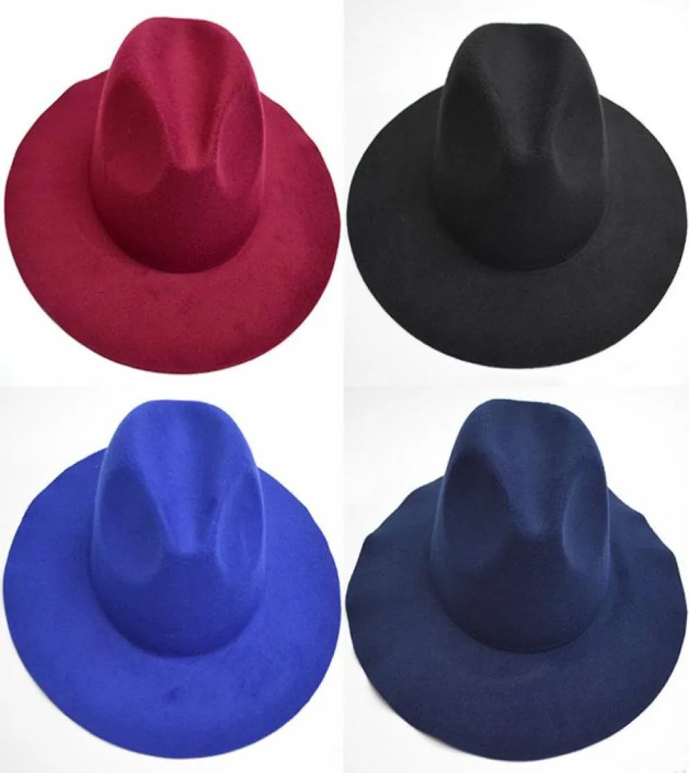 Nowe kobiety wełniane czapki fedora hats miękki mody damskie szerokie grzbiet czapki żeński brytyjski styl retro top hat wiosna zima gh668076805