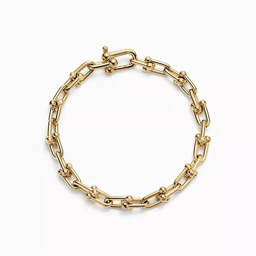 Braccialetti da uomo in argento 925 di alta qualità, a forma di U, catena grossa, in oro rosa, argento, colore, braccialetto di fascino per le donne, unisex, punk, collegamento, hip ho244a