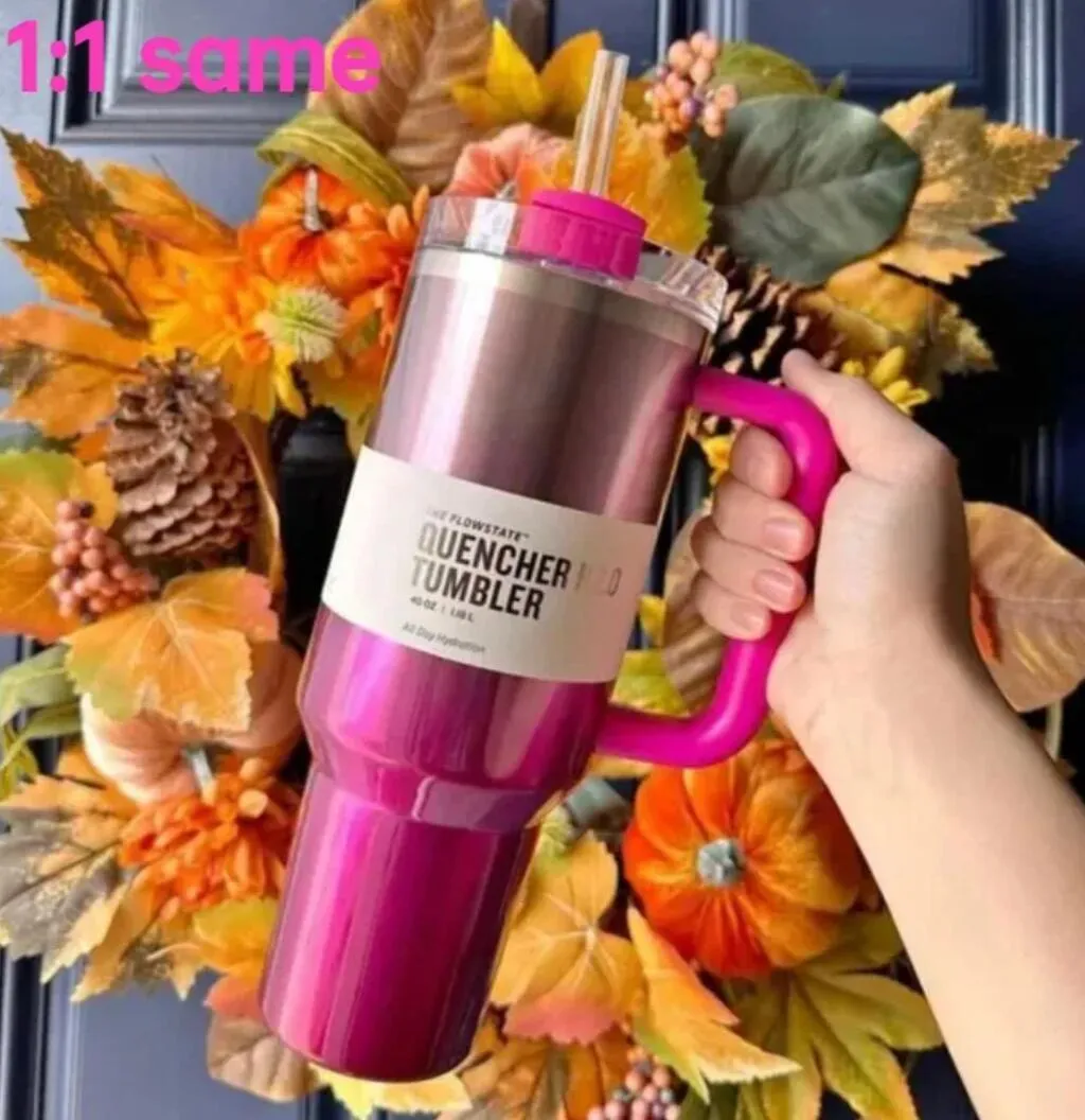 US STOCK 1:1 same Camelia Pink Gradient H2.0 40oz Stainless Steel Tumblers Cups with Silicone handle Lid Straw Travel Car mugs Keep Drinking Cold Water Bottles GG1226