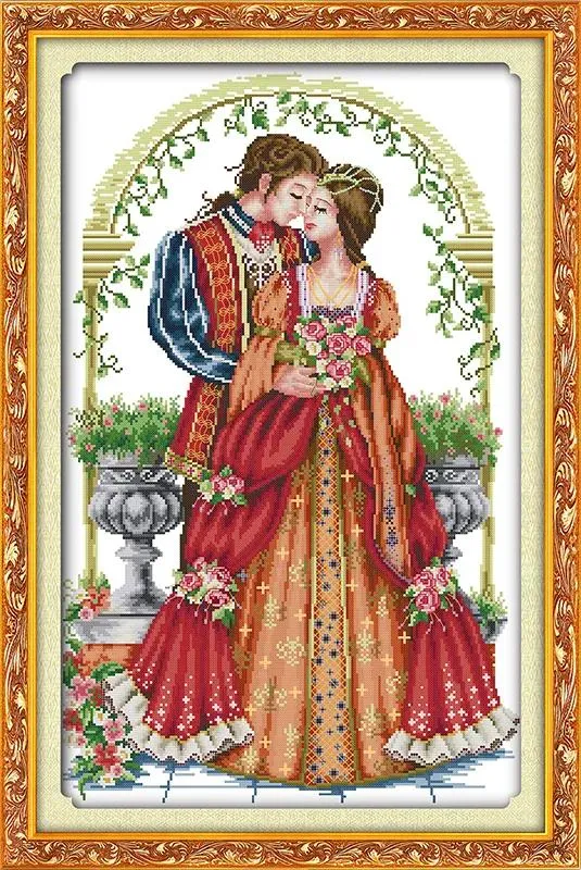 Ferramentas Forever Love Casal Kiss Room Decor Painting, Artigo de bordado de ponto cruzado, impressão contada na tela DMC 14CT /1