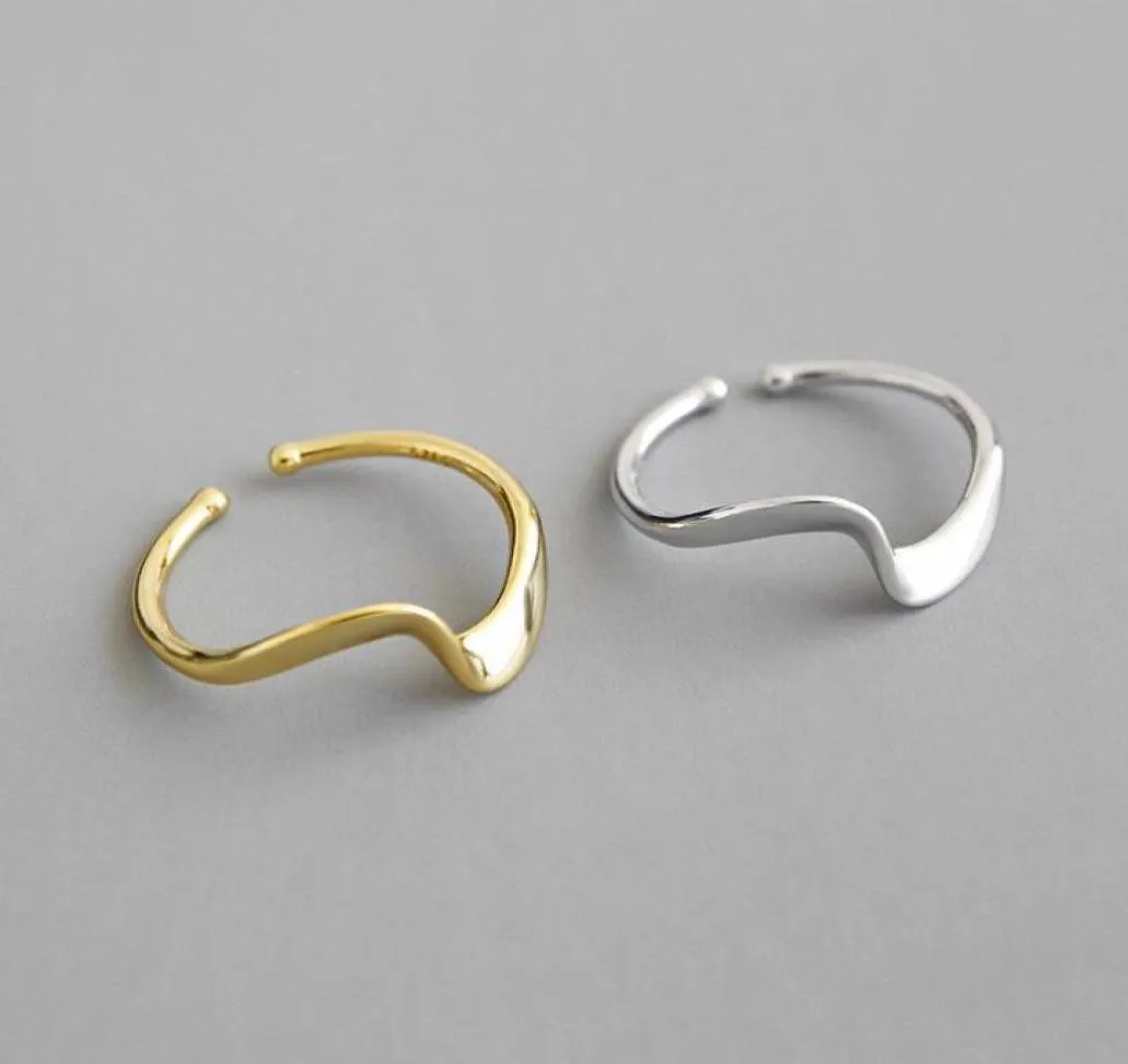 Cluster-Ringe, 1 Stück, authentisch, S925-Sterlingsilber, feiner Schmuck, Weißgold, Welle, Wasserwelle, offener Ring, verstellbar, TLJ7387560375