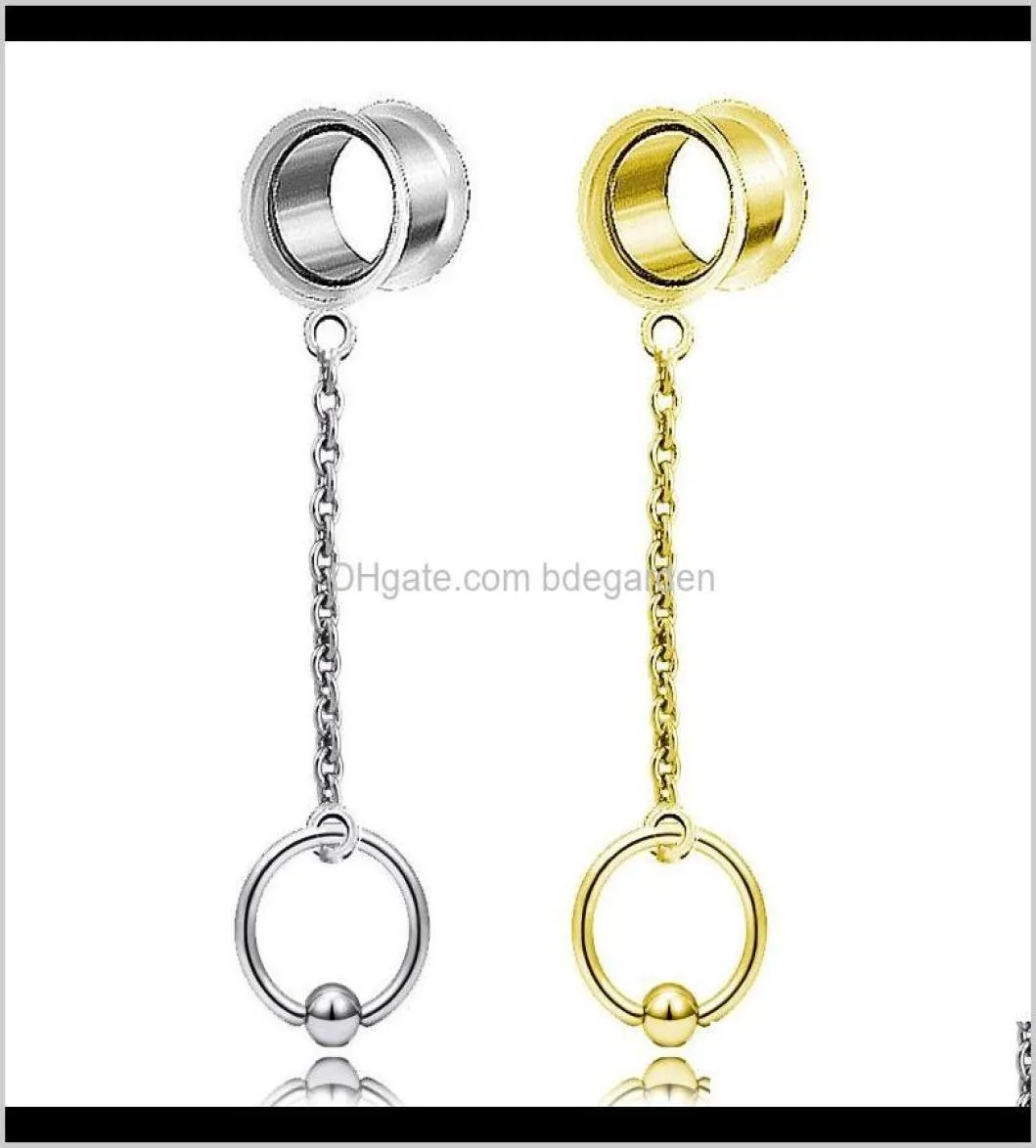 Medidores de ouvido plugues túneis elemento aço inoxidável balançar brincos expansor moda piercing jóias para presente q3yh4 y8v1d4416467