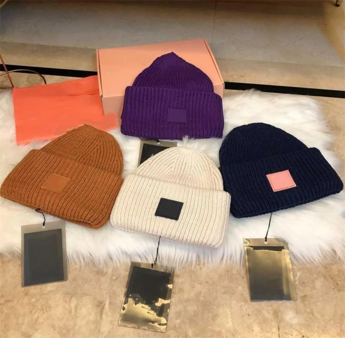 Winter Adult Knitted Hats Women Man Couple Matching Outwear Hat Simple Warm Beanie 2111224297485