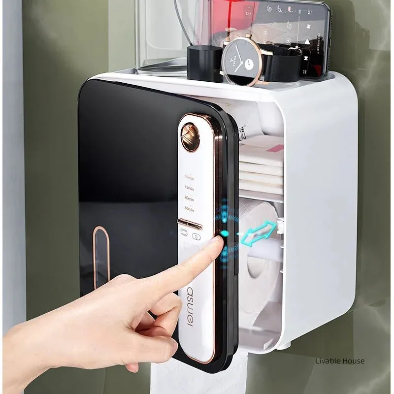 Intelligent aromaterapi toalettpapperslådor Box Roll Storage Rack Nail Free Waterproof Holder 231225