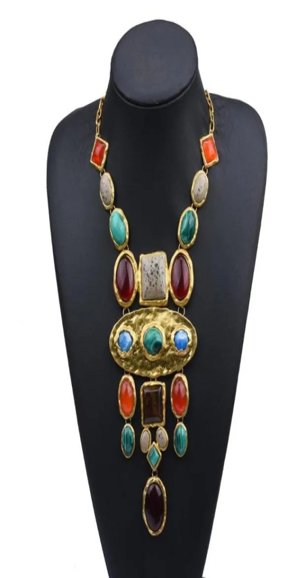 Chokers Baroque Multi Geometric Stone Statement Necklaces For Women Bohemia Jewelry Colorful Crystal Chunky Necklace Female Bijoux6355426