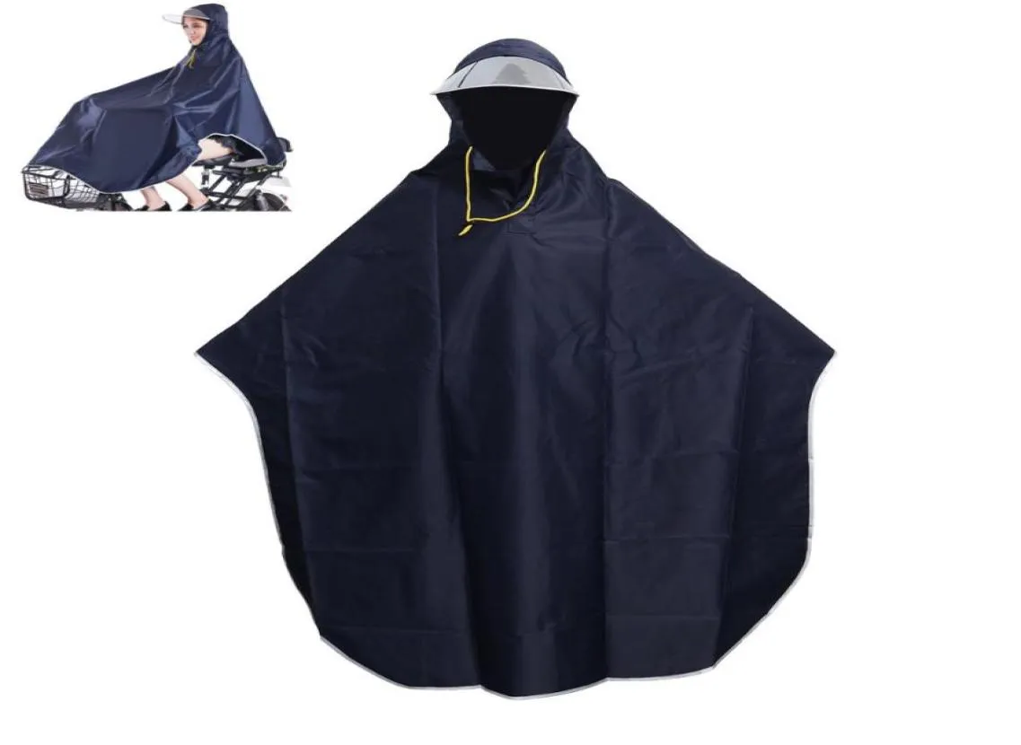Mens Womens Cycling Bicycle Bike Raincoat Rain Cape Poncho Hooded Windproof Rain Coat Mobility Scooter Cover Navy Blue T2001174426860