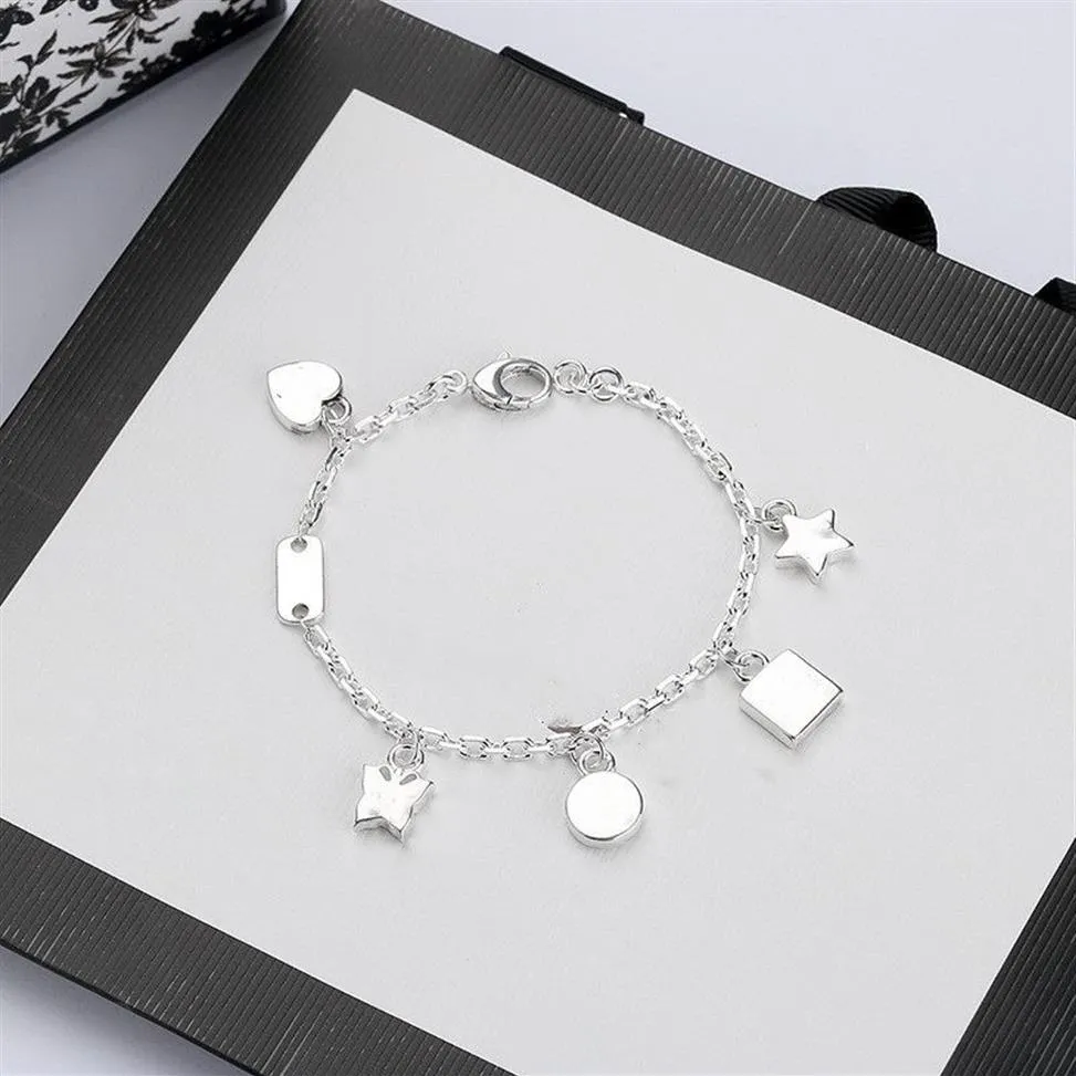 Luxe- Haute Qualité Chaîne Argent Plaque Bracelet Étoile Cadeau Papillon Bracelet Top Chaîne Bracelet Bijoux De Mode Supply2241