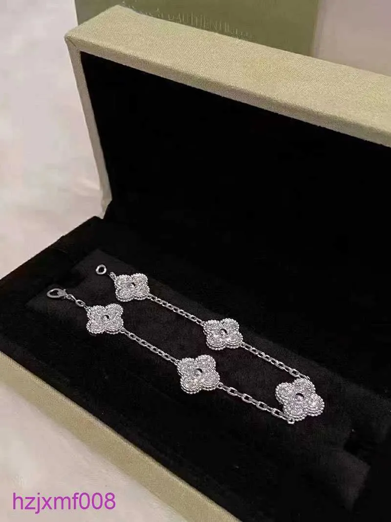 Zeaz Charm Bracelets Luxury v Brand Clover Designer for Women 18K Gold White Red Blue Mother of Pearl 4 Leaf Shining Crystal Diamond Love
