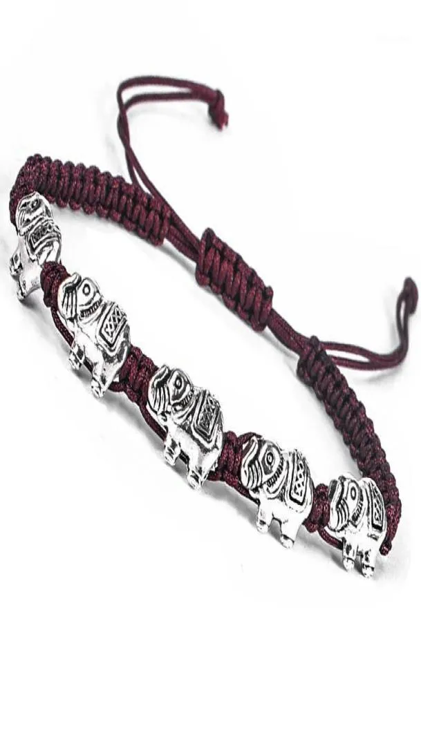 Ayarlanabilir El yapımı Pamuk İplik Şanslı Knots Bilezik Unisex Gümüş Renk Fili Kelebek Bileklik14674039