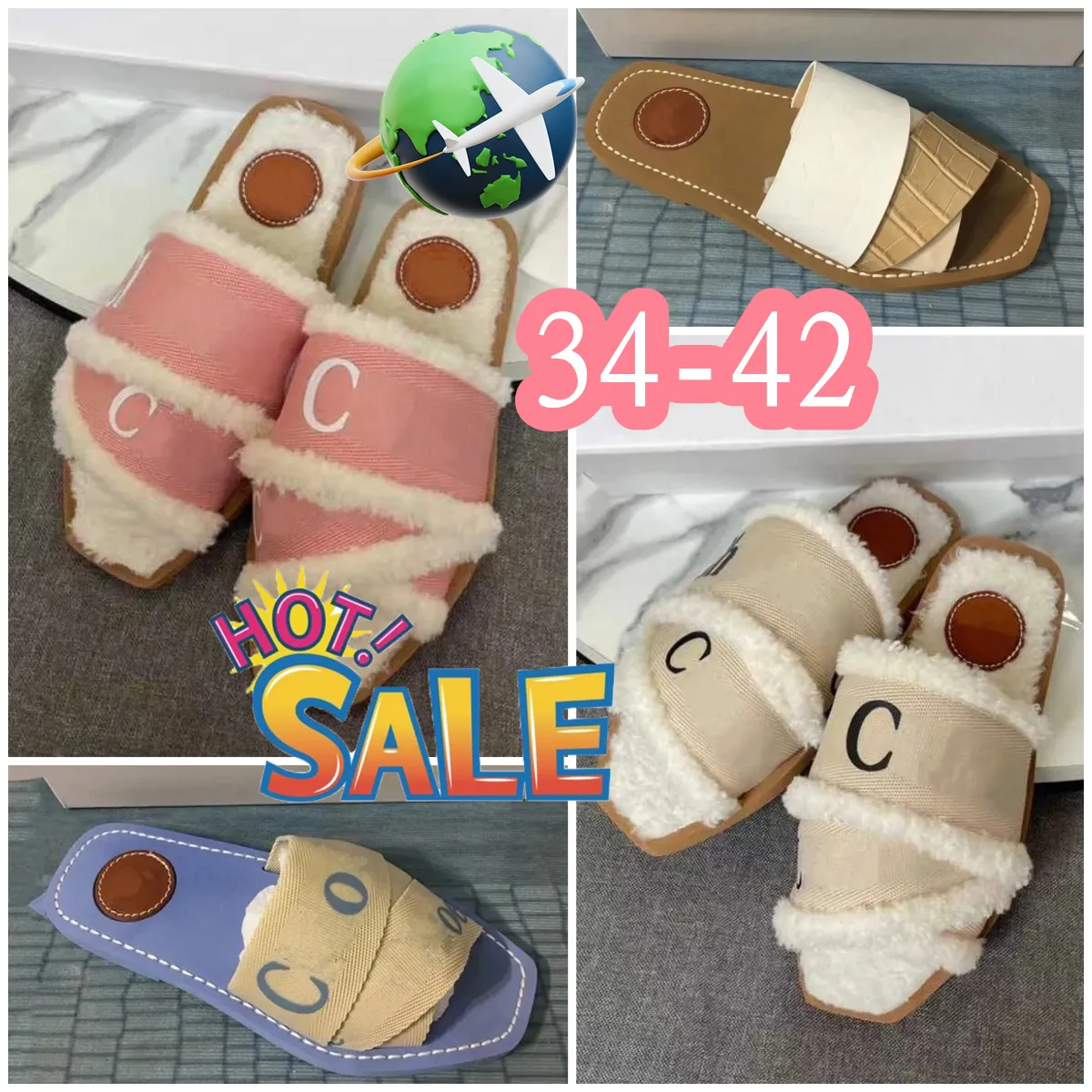 Designer slides senhora amadeirado fofo plana mule slide bege branco rosa renda letras chinelos de pele de lona sapatos de verão