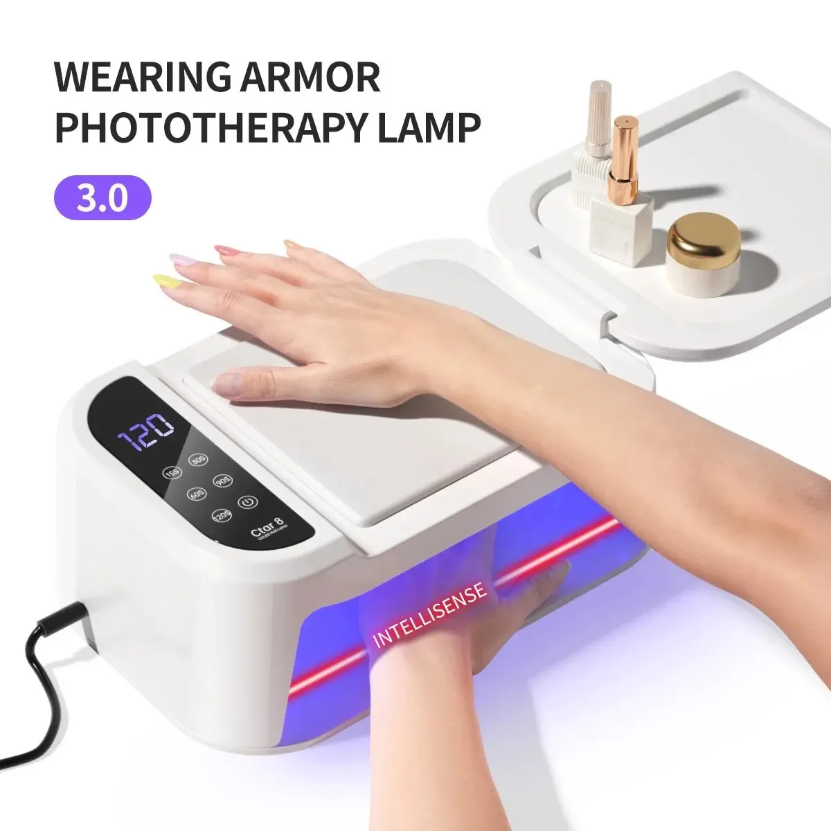 Lampada da lume di cuscinetto a mano da 1 pc lampada terapeutica per cuscinetto UV per unghie per unghie rapida per unghie elaborazione della lampada UV con 5 timer per unghie di dito 231227