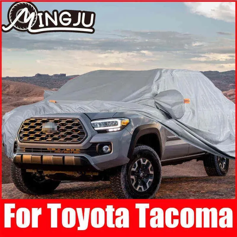 Täcker exteriör pickup lastbilar bil täcker utomhusskydd full täcker snö solskade vattentät dammtät för Toyota tacoma tillbehör w