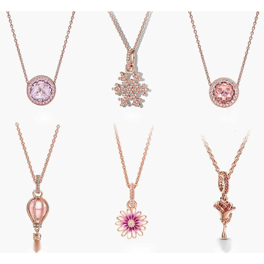 Дизайнерские ювелирные изделия для ожерелья Pandoras Женщины оригинальные качественные подвесные ожерелья украшения серебряное золото розовое золото блестящие снежинки ожерелья