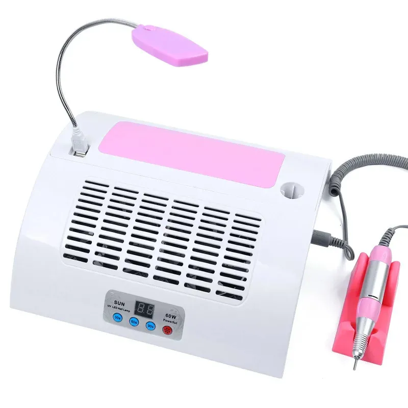 UV LED Nail Lamp Gel Polish Dryer Electric Drill Machine Dust Collector Fan Damm Rengöring Multifuncion Manicure 231226