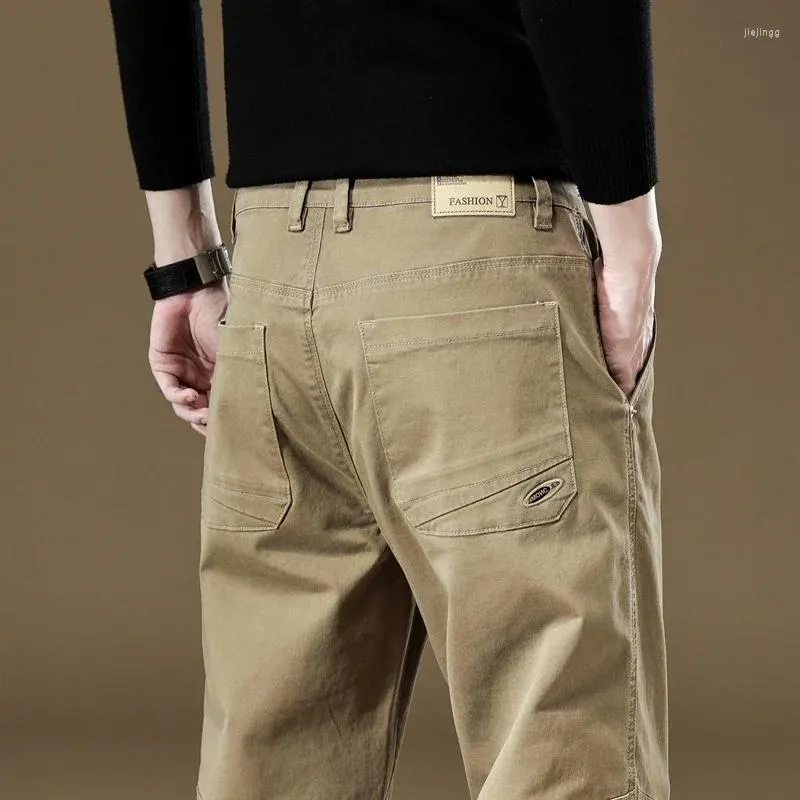 Pantaloni da uomo Abbigliamento da lavoro Cargo in cotone Tinta unita Abbigliamento coreano Jogger Pantaloni casual grigi kaki Taglia maschile 29-36